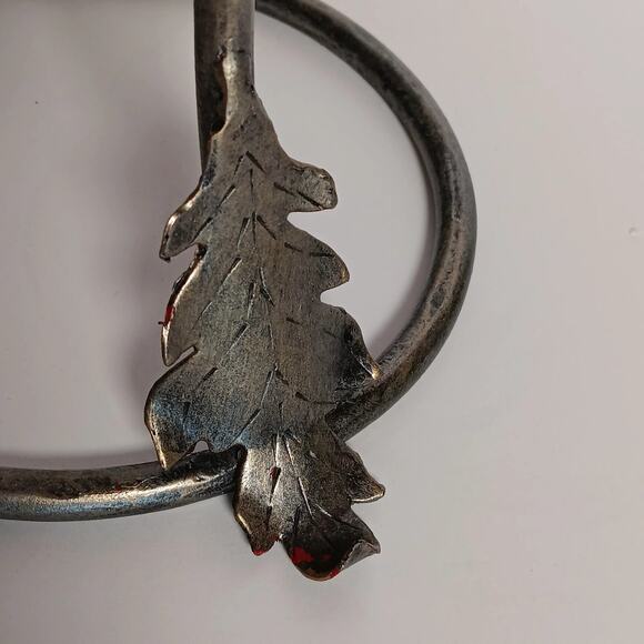 Amphora Vase Hand Blown Caged Green Glass Metal Leaves Stand 14.5" - Picture 10 of 16